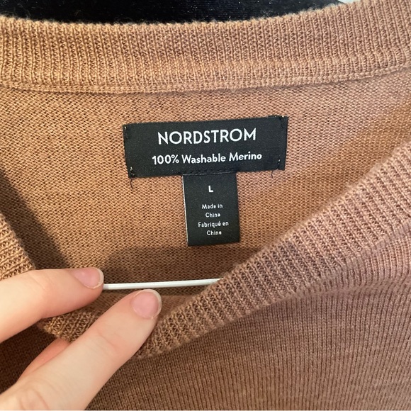 Nordstrom Rust-Brown Merino Crewneck Sweater - Picture 3 of 4
